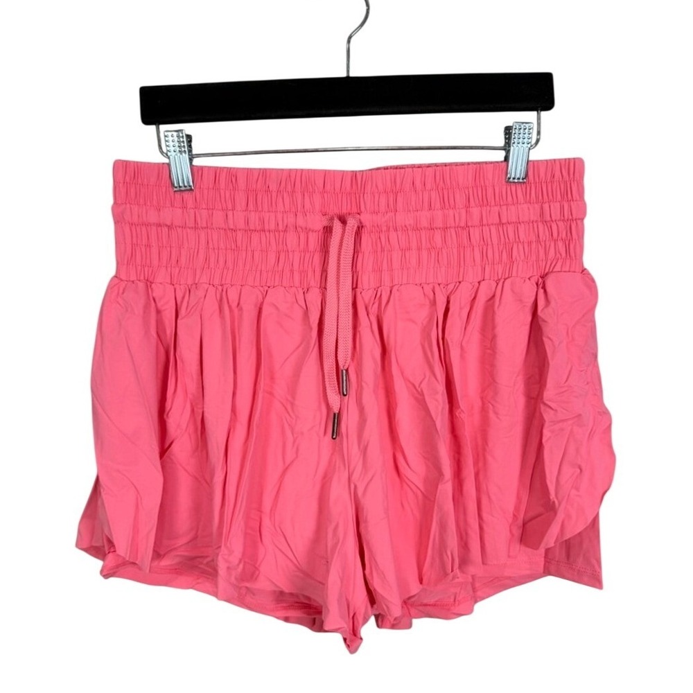 Womens Athletic Shorts Set 3 Pink Black Lavender Smocked Waist Drawstring NEW XL